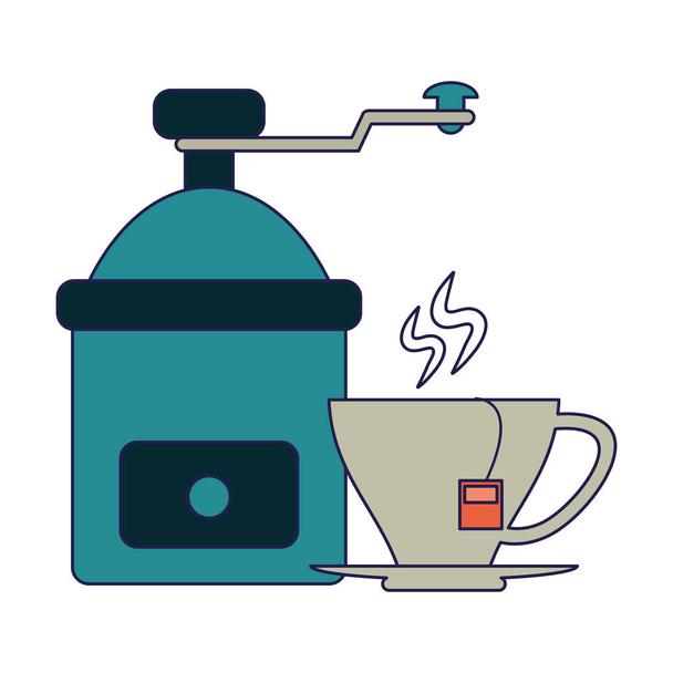 コーヒー飲料コンセプト ブルー ライン - ベクター画像