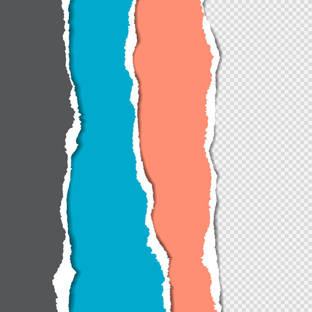 Gescheurde kleurrijke verticale papieren strips zijn op vierkante achtergrond met ruimte voor tekst. Vector illustratie achtergrond - Vector, afbeelding