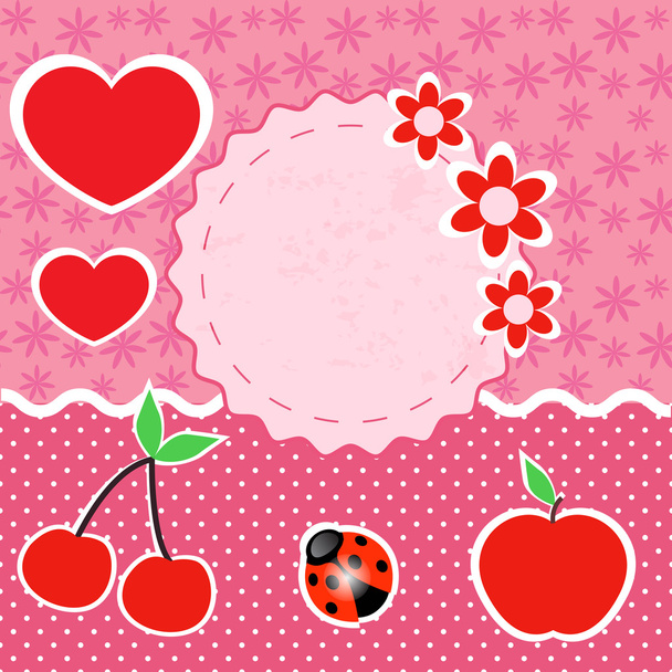 Vector set of pink frames with hearts. - Vector, Image