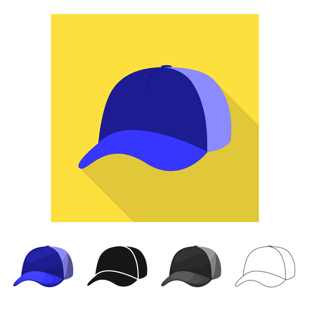 Vectorillustratie van kleding en cap logo. Set van kleding en baret aandelensymbool voor web. - Vector, afbeelding