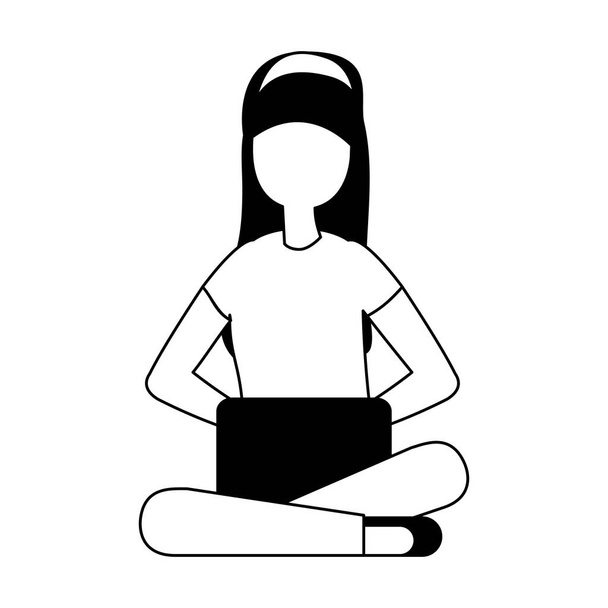 Nainen kannettavan tietokoneen avatar merkki
 - Vektori, kuva