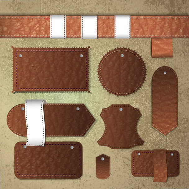 Leather labels collection. vector illustration - Vector, Image