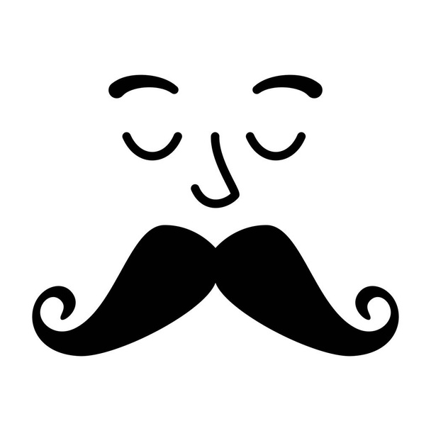 αντιμετωπίσει με μουστάκι στυλ hipster - Διάνυσμα, εικόνα
