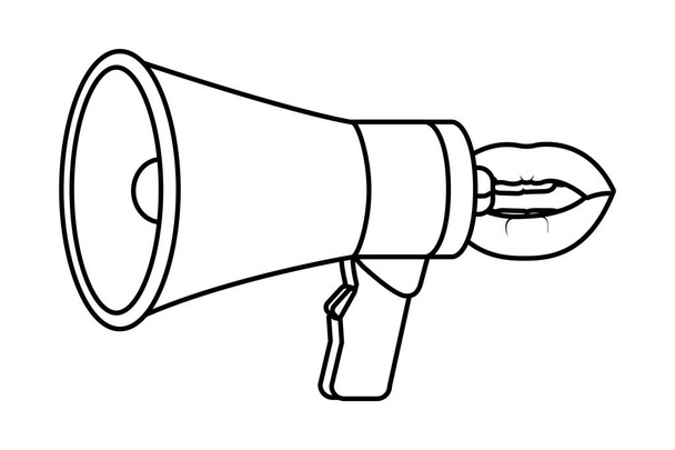 megafoon luidspreker met sexy lippen cartoon vector illustratie grafisch ontwerp - Vector, afbeelding