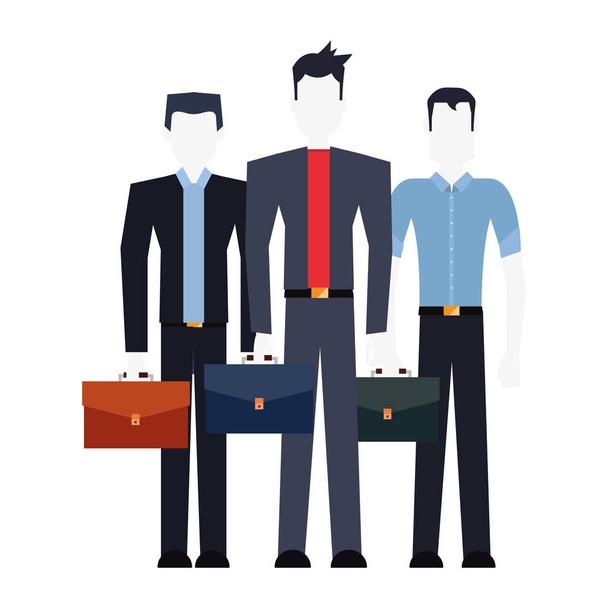 equipo de hombres de negocios con maletín de oficina
 - Vector, Imagen