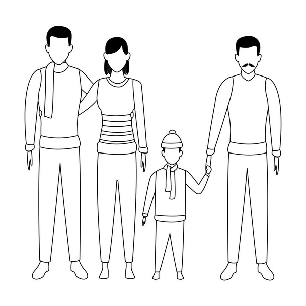 famiglia avatar personaggio dei cartoni animati bianco e nero
 - Vettoriali, immagini