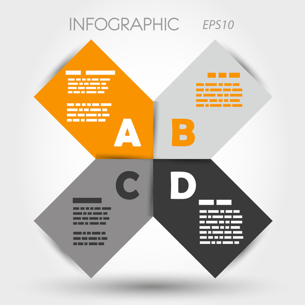 orange and grey infographic rounded squares ABCD - Vetor, Imagem