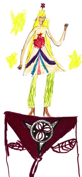 lapsen piirustus - Prinsessa lentävällä matolla
 - Valokuva, kuva