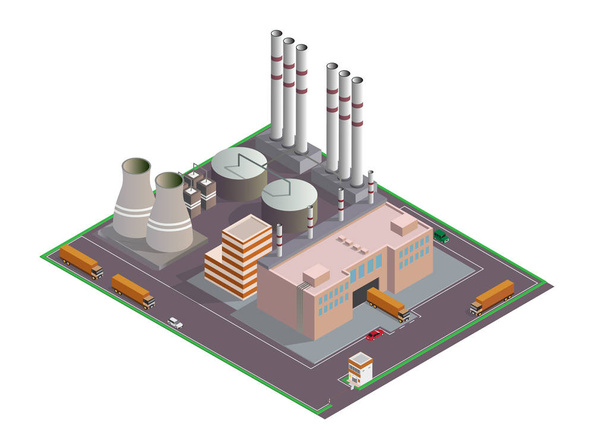 isometric Industrial buildings composition with view of the facilities - Vector, Image