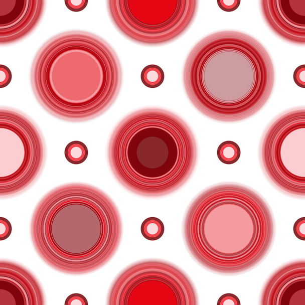nahtlose Muster verschwimmen mit roten, rosa und weißen Tupfen - Vektor, Bild