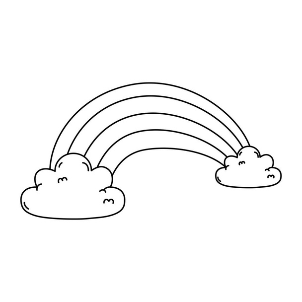 aranyos szivárvány felhők vektoros illusztráció design - Vektor, kép