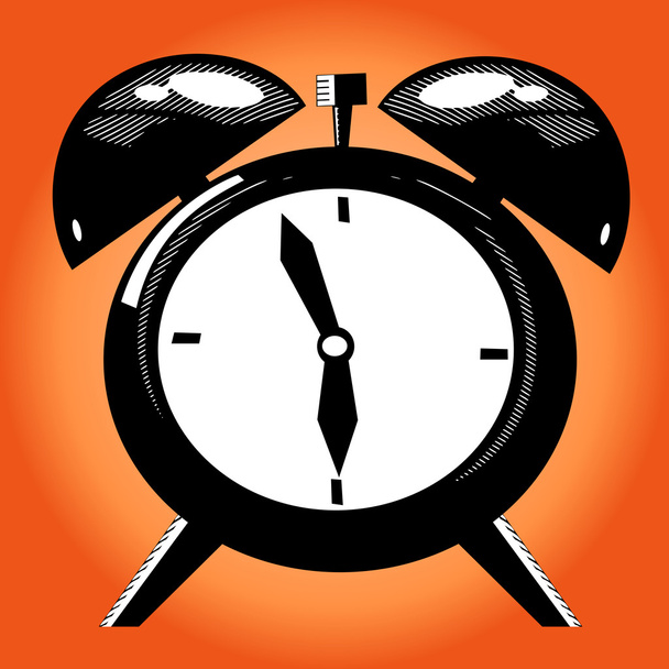 Alarm clock on the orange background - Vector, Imagen