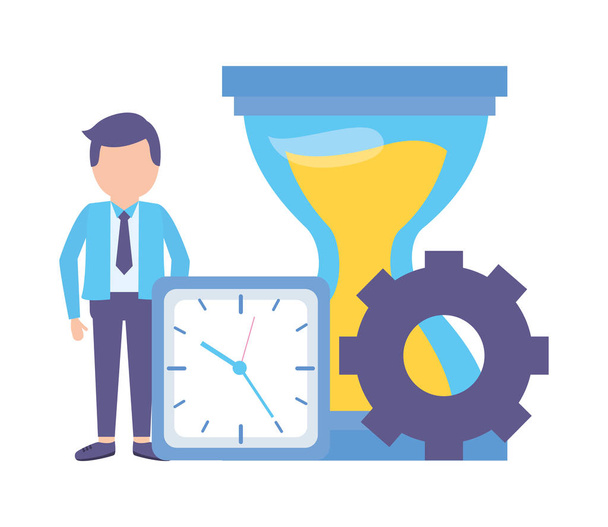 businessman clock hourglass time - Vector, Image