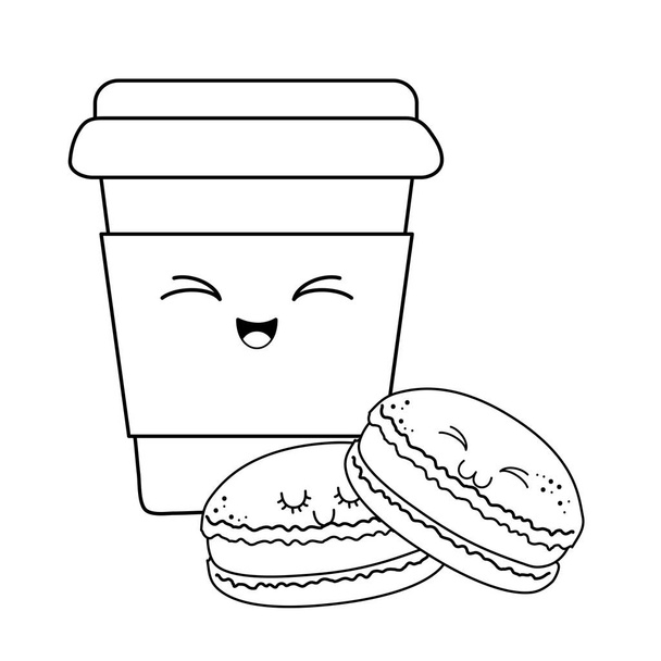 dolce biscotto con caffè pasticceria kawaii personaggi vettoriale illustrazione design
 - Vettoriali, immagini