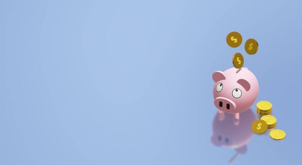 A moeda de banco Piggy 3D renderização para o conteúdo do dinheiro
 - Foto, Imagem