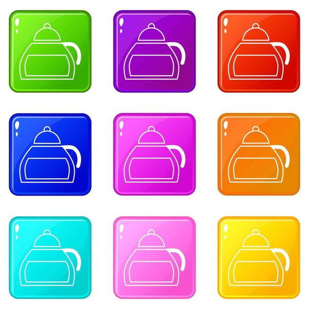 Honey tea icons set 9 color collection - Vektor, obrázek