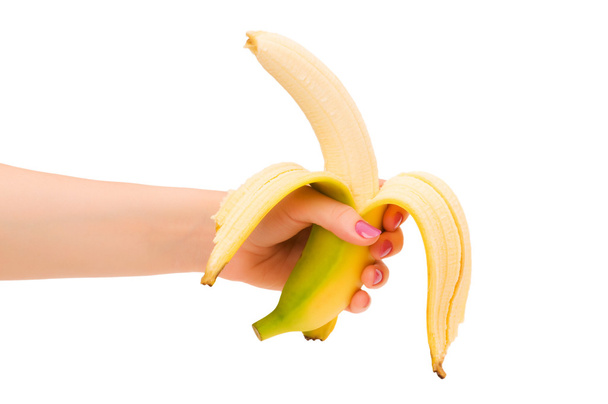 Banano amarillo aislado en el blanco
 - Foto, imagen