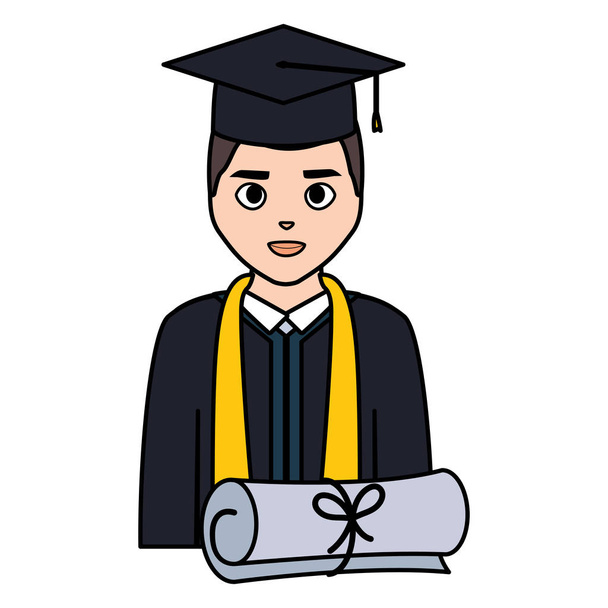 joven estudiante graduado con carácter de diploma
 - Vector, imagen