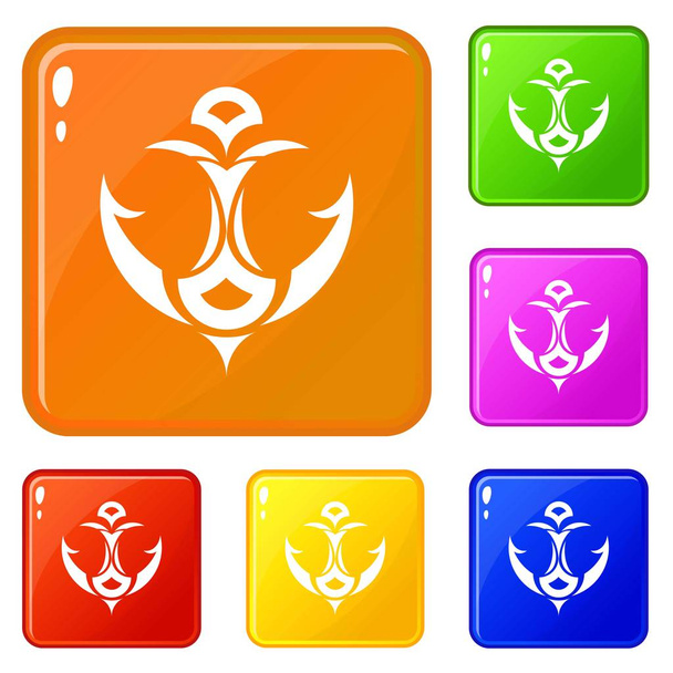 Boho anchor icons set vector color - Vector, imagen