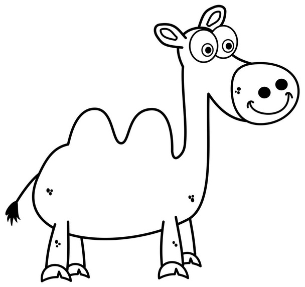 a black and white camel standing and smiling for colouring - Vector, Image