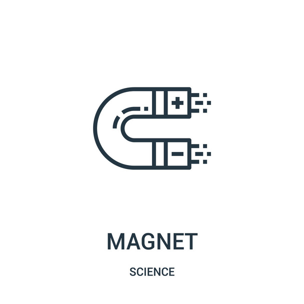 科学コレクションから磁石のアイコン ベクトルです。細い線磁石概要アイコン ベクトル イラスト。Web およびモバイル アプリ、ロゴ、印刷媒体に使用する線形記号. - ベクター画像