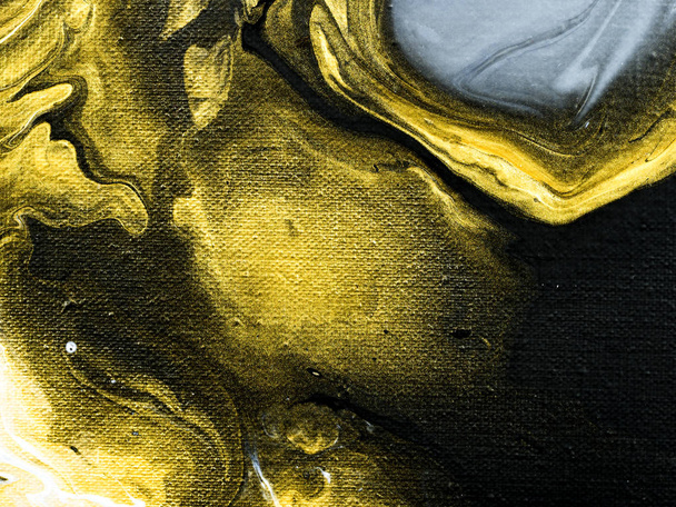 Zwart en wit met gouden creatieve abstracte hand geschilderd backgro - Foto, afbeelding
