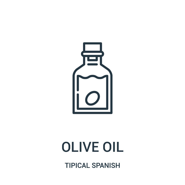 Olivenöl-Symbolvektor aus typisch spanischer Sammlung. Dünne Linie Olivenöl umreißt Symbol Vektor Illustration. Lineares Symbol für Web- und Mobile-Apps, Logo, Printmedien. - Vektor, Bild