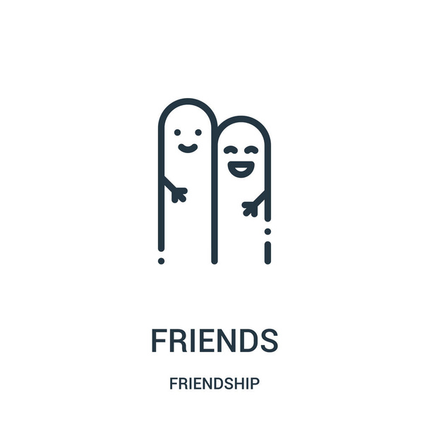 friends icon vector from friendship collection. Thin line friends outline icon vector illustration. Linear symbol for use on web and mobile apps, logo, print media. - Vector, Image