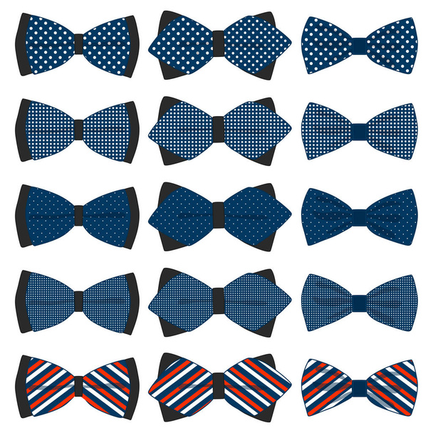 Illustration on theme big set ties different types, bowties vari - ベクター画像