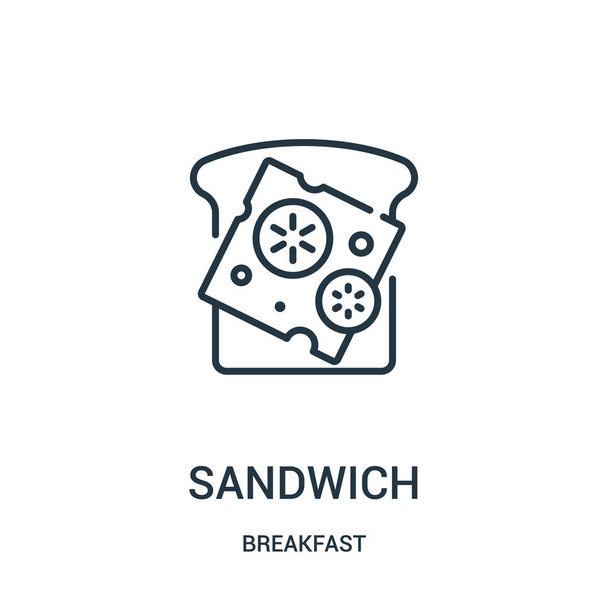 sandwich icon vector from breakfast collection. Thin line sandwich outline icon vector illustration. Linear symbol for use on web and mobile apps, logo, print media. - Vector, Image