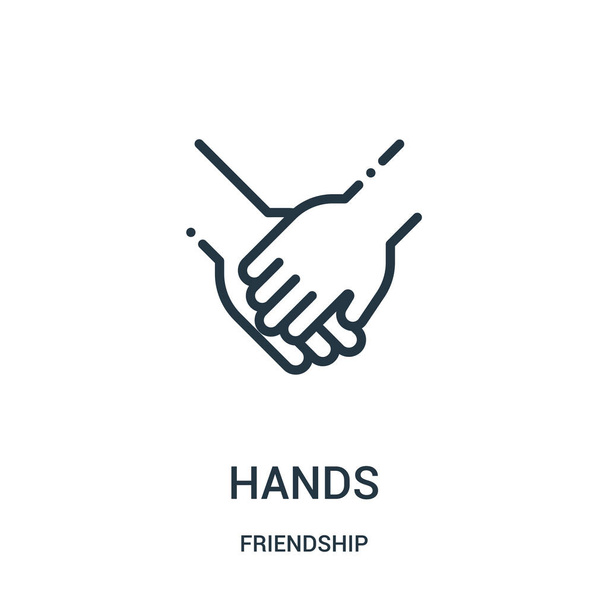 hands icon vector from friendship collection. Thin line hands outline icon vector illustration. Linear symbol for use on web and mobile apps, logo, print media. - Vector, Image