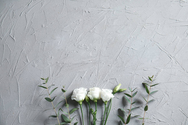 Beautiful flowers on grey background - Foto, Imagen