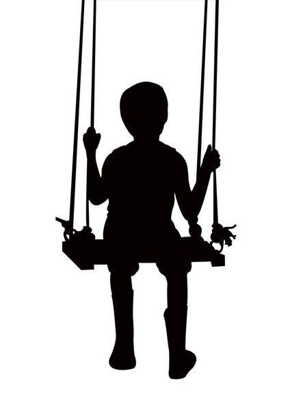 child swinging, silhouette vector - Vector, Image