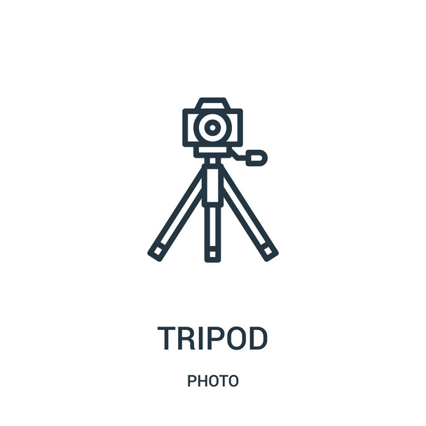 tripod icon vector from photo collection. Thin line tripod outline icon vector illustration. Linear symbol for use on web and mobile apps, logo, print media. - Vector, Image