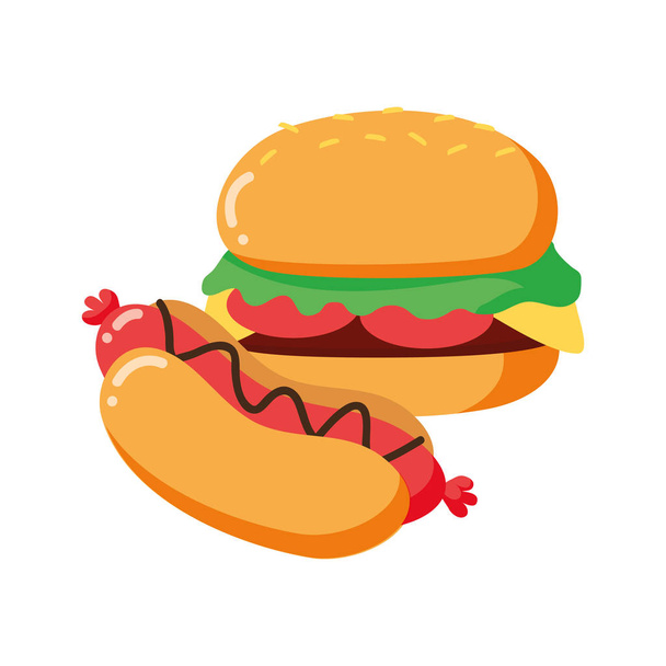 hambúrguer e cachorro quente
 - Vetor, Imagem
