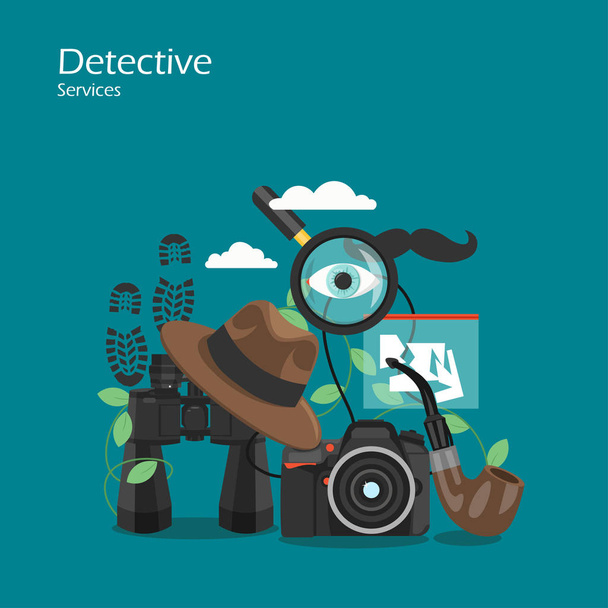 Detective services vector flat style design illustration - Vector, Image