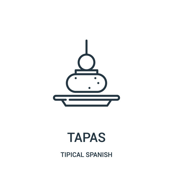 tapas icon vector from tipical spanish collection. Thin line tapas outline icon vector illustration. Linear symbol for use on web and mobile apps, logo, print media. - Vector, Image