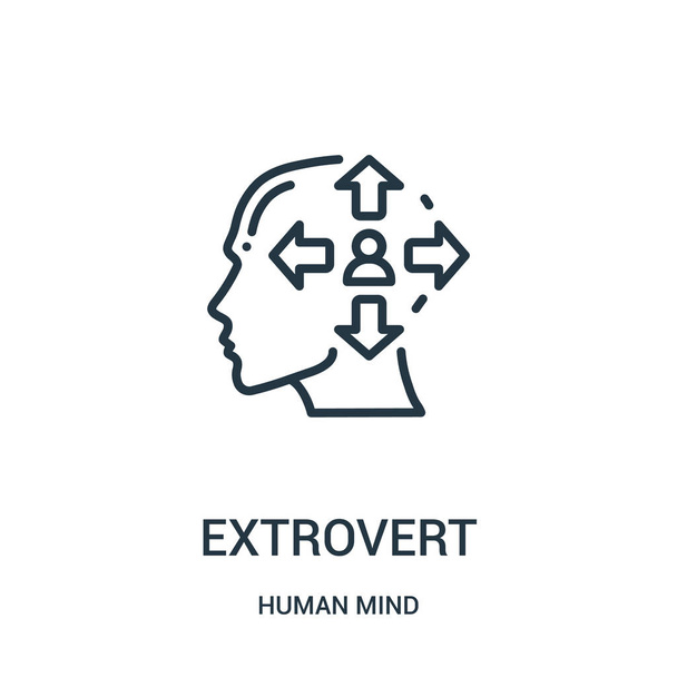 extrovert icon vector from human mind collection. Thin line extrovert outline icon vector illustration. Linear symbol for use on web and mobile apps, logo, print media. - Vector, Image