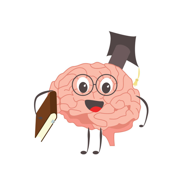 Εγκέφαλος charactersathlete μάθησης γνώσεις ασκήσεις και διαφόρων δραστηριοτήτων - Διάνυσμα, εικόνα