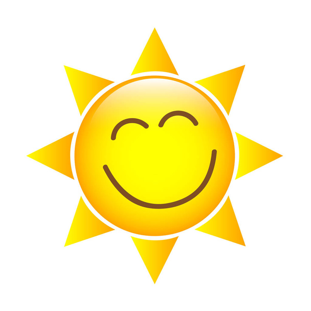 szczęśliwy słoneczny żółty twarz ikona na białym tle na białym tle - Wektor, obraz