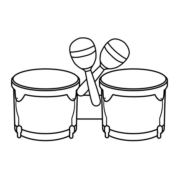 μουσικά όργανα timbal και μαράκες - Διάνυσμα, εικόνα