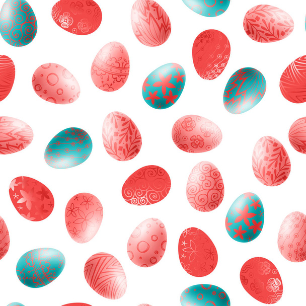 Patrón sin costuras con huevos de Pascua de colores. Ilustración vectorial w
 - Vector, Imagen