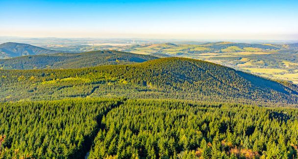 Aerial view of Jested ridge from Jested Mountain on sunny summer evening. Czech Republic - Fotografie, Obrázek