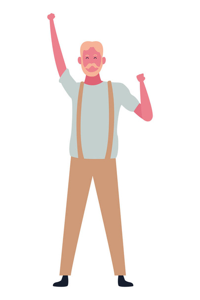 Feliz hombre viejo bailando dibujos animados
 - Vector, imagen