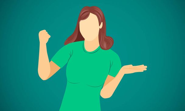 woman very happy show hand success finish goal on target vector illustration eps10 - Vector, Image