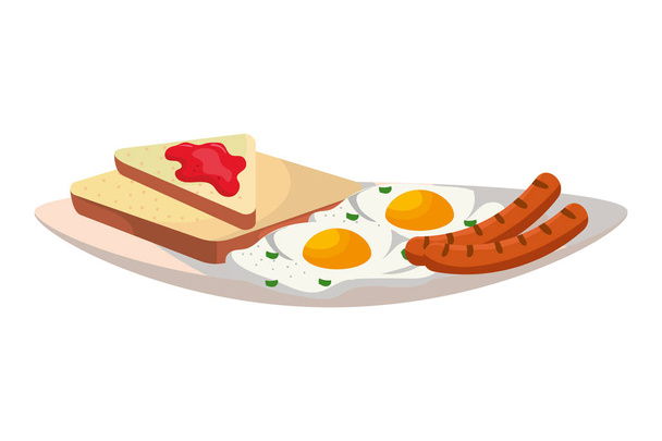 смачний смачний сніданок тарілка мультфільм Векторні ілюстрації графічний дизайн
 - Вектор, зображення
