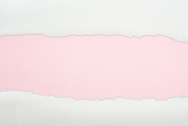 ragged white textured paper with copy space on pink background  - Photo, Image