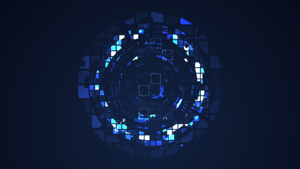 Abstract blauw cyber cirkel digitale technologie grafische illustratie. Internet futuristische concept. - Foto, afbeelding