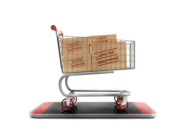 Online cyber winkelen en snelle levering concept - Foto, afbeelding