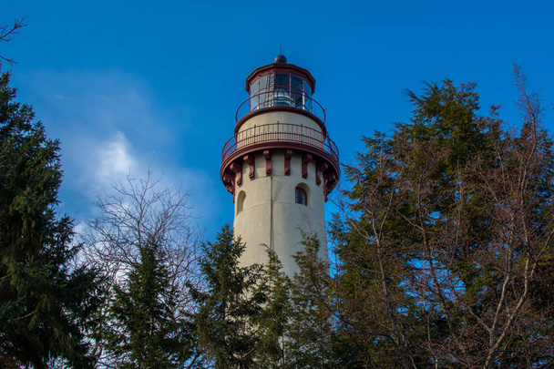 Le phare de point de vent (ou phare de point de vent) mesure 108 pieds de haut et est l'un des plus anciens et des plus hauts phares des grands lacs. Racine, Wisconsin, États-Unis
. - Photo, image